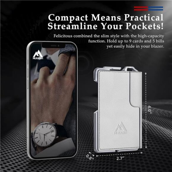 Tactical Minimalist Wallet for Men, Slim RFID-Blocking Metal Card Holder - Picture 3 of 7